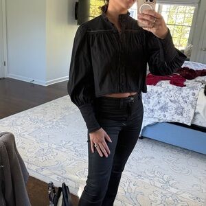 Choosy Black Cotton French Girl Top